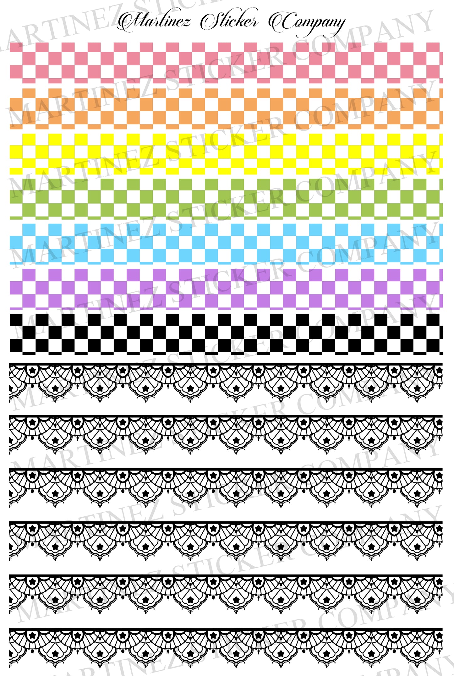 *PRINTABLE* Checkered and Star Lace Washi Strips