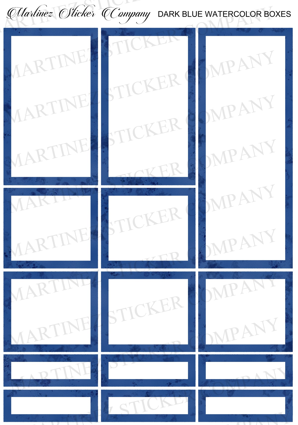 *PRINTABLE* Dark Blue Watercolor Boxes