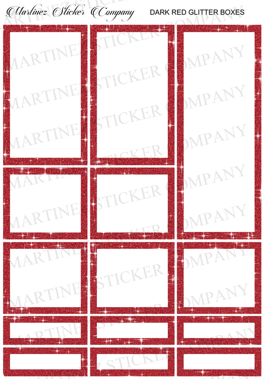 *PRINTABLE* Dark Red Glitter Boxes