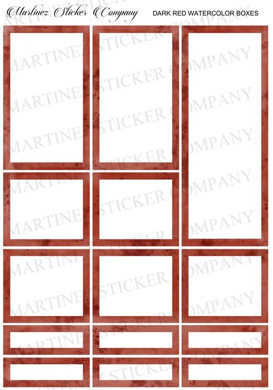 *PRINTABLE* Dark Red Watercolor Boxes