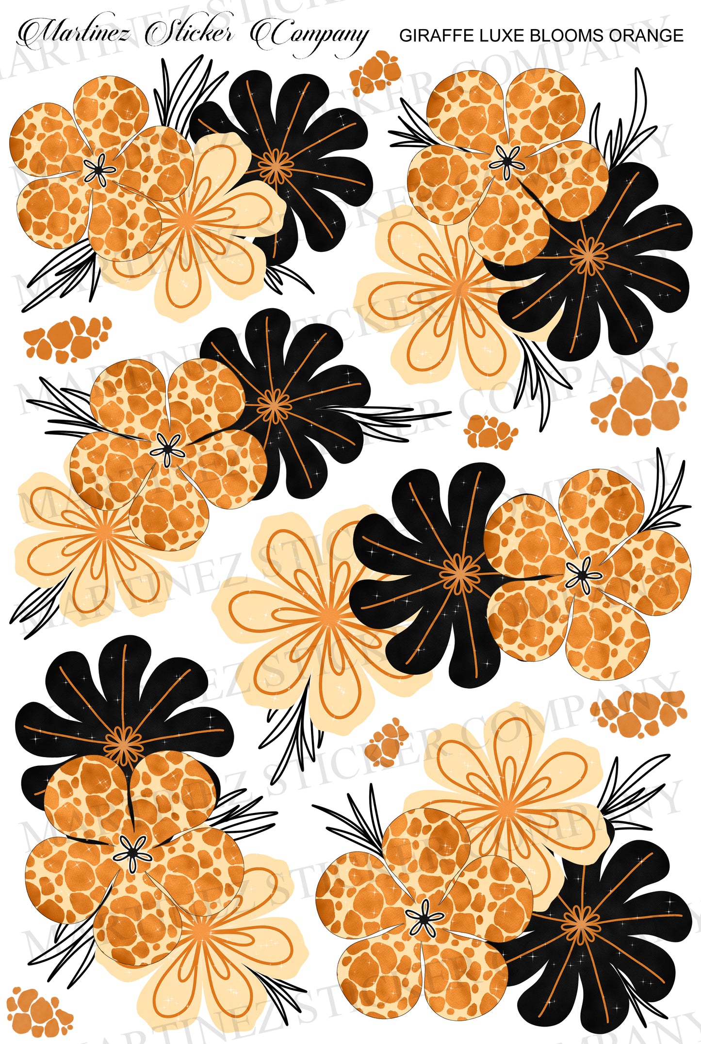 *PRINTABLE* Giraffe Luxe Blooms Orange