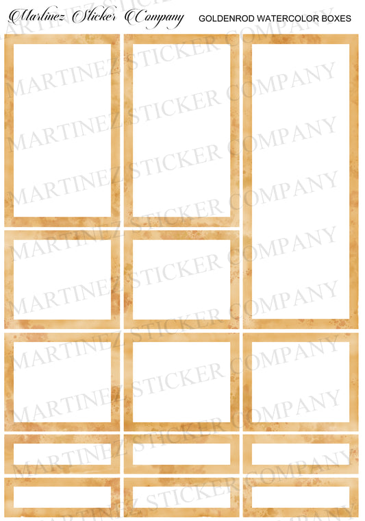 *PRINTABLE* Goldenrod Watercolor Boxes