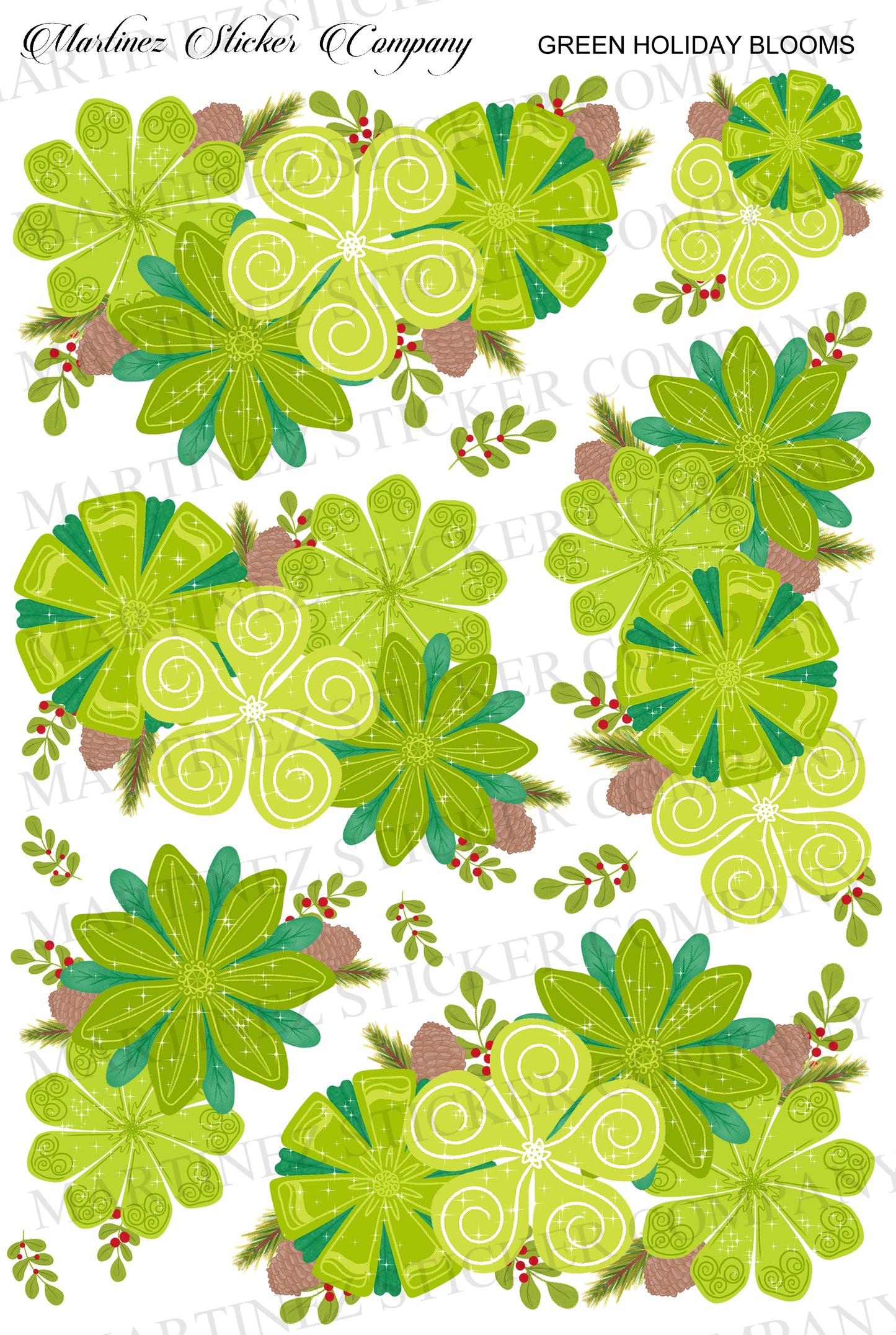 *PRINTABLE* Green Holiday Blooms