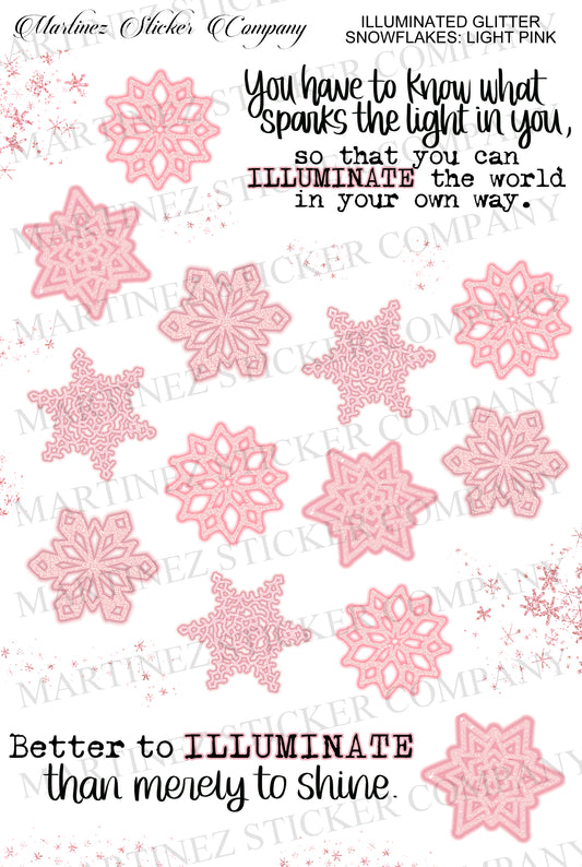 *PRINTABLE* Illuminated Glitter Snowflakes Light Pink