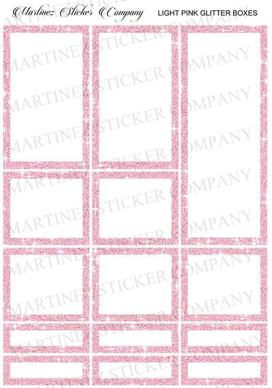 *PRINTABLE* Light Pink Glitter Boxes