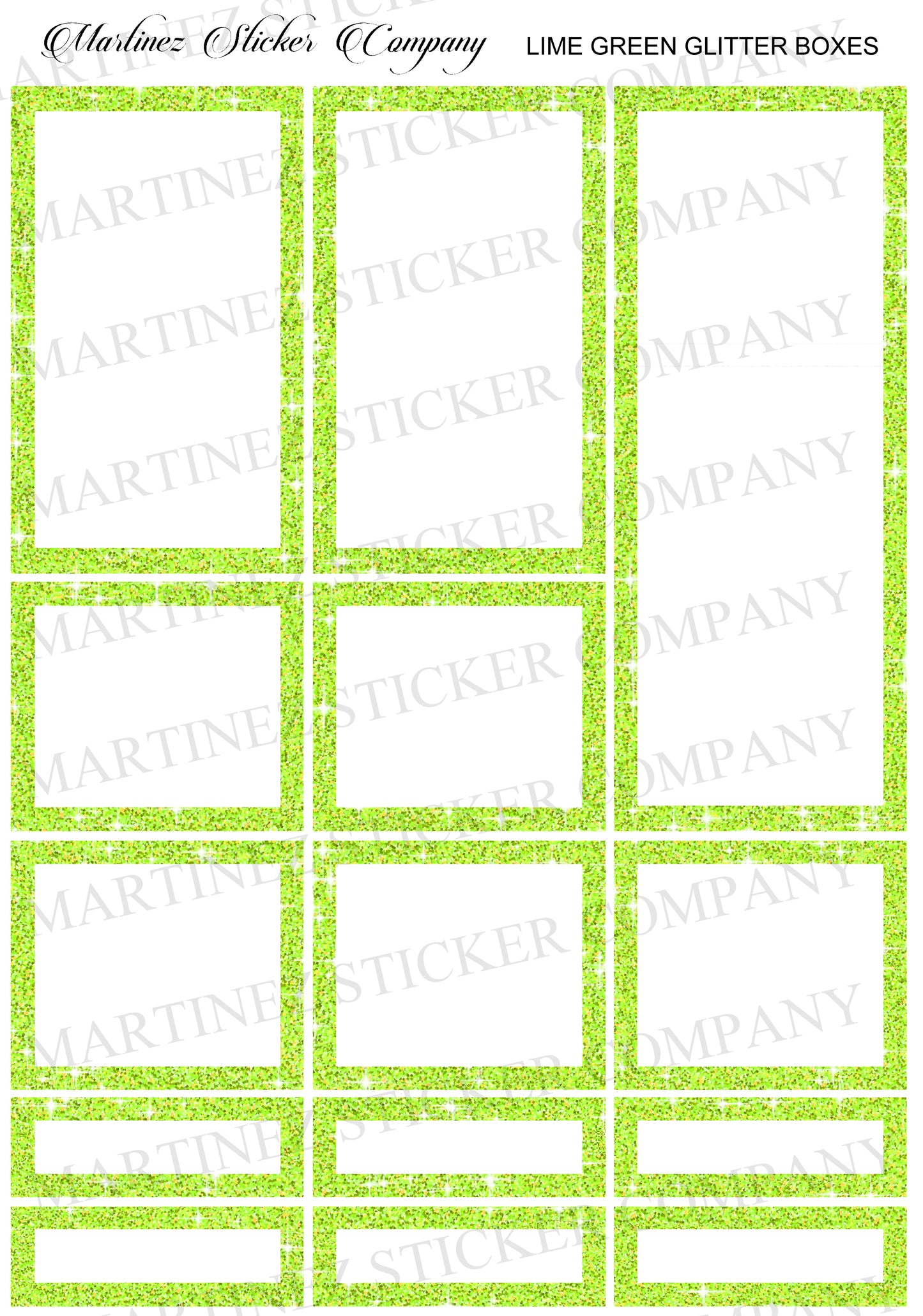 Lime Green Glitter Boxes