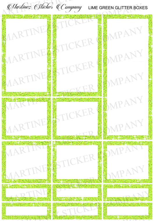 *PRINTABLE* Lime Green Glitter Boxes
