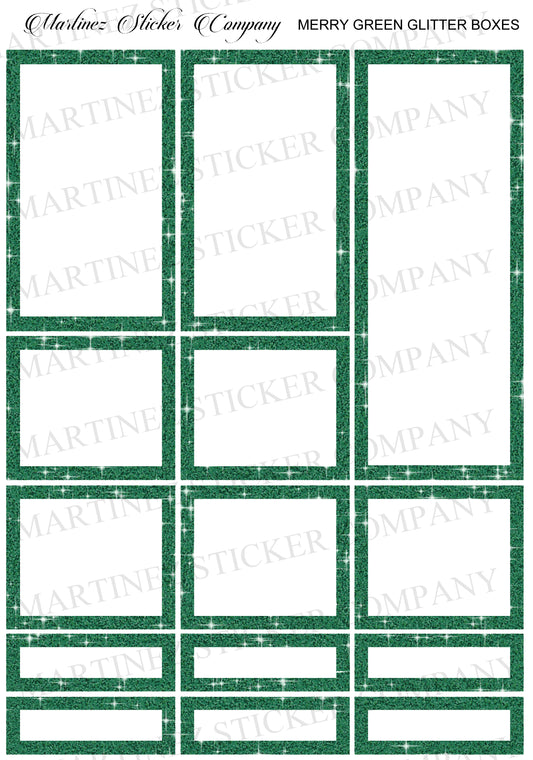 *PRINTABLE* Merry Green Glitter Boxes