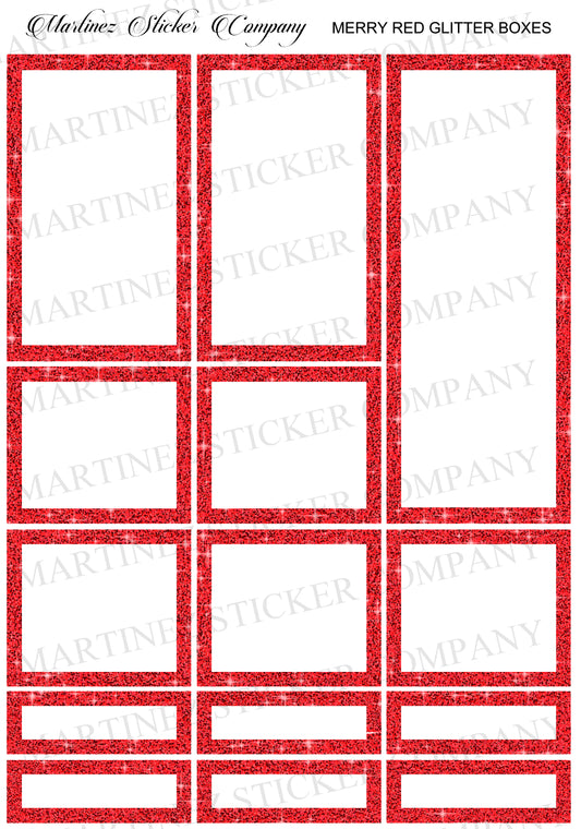 *PRINTABLE* Merry Red Glitter Boxes