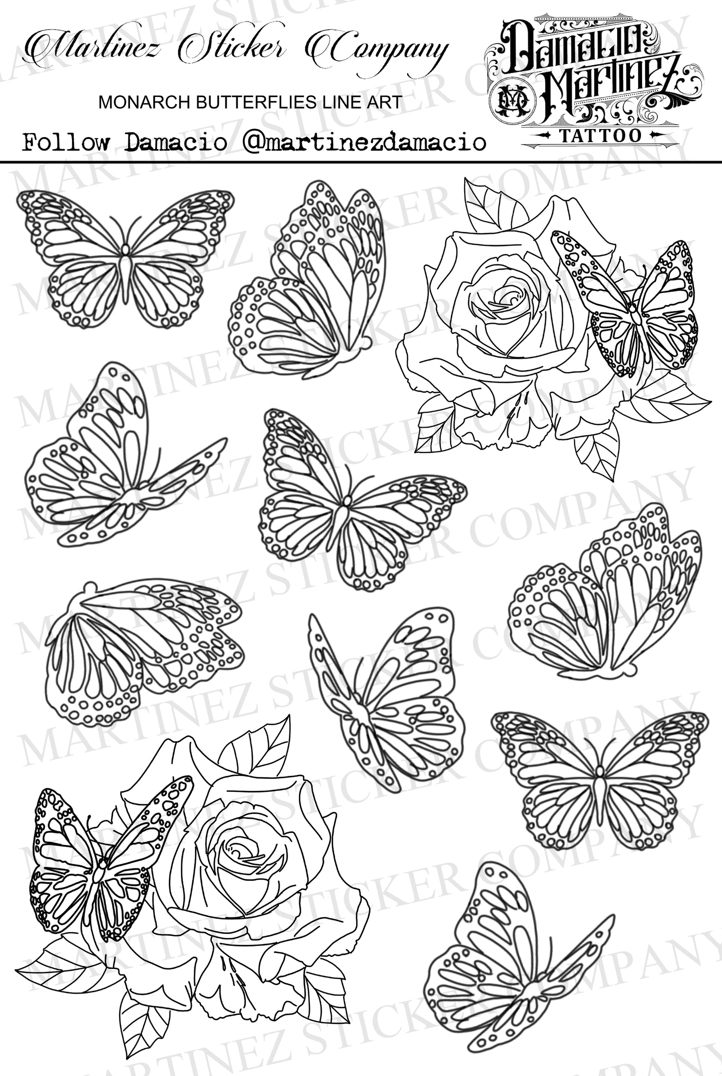 *PRINTABLE* Monarch Butterflies Line Art