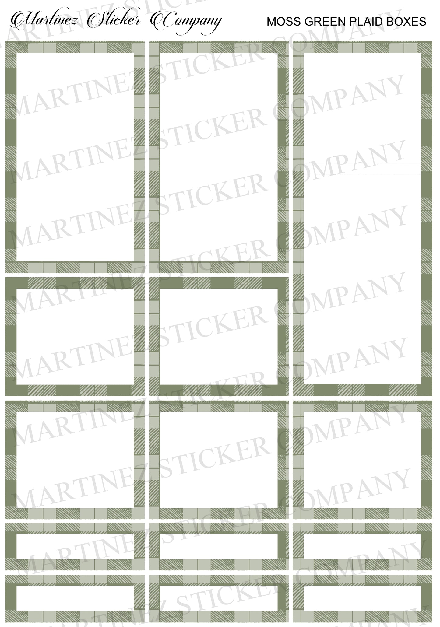 *PRINTABLE* Moss Green Plaid Boxes