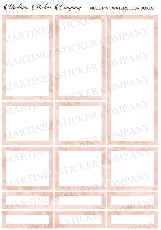*PRINTABLE* Nude Pink Watercolor Boxes