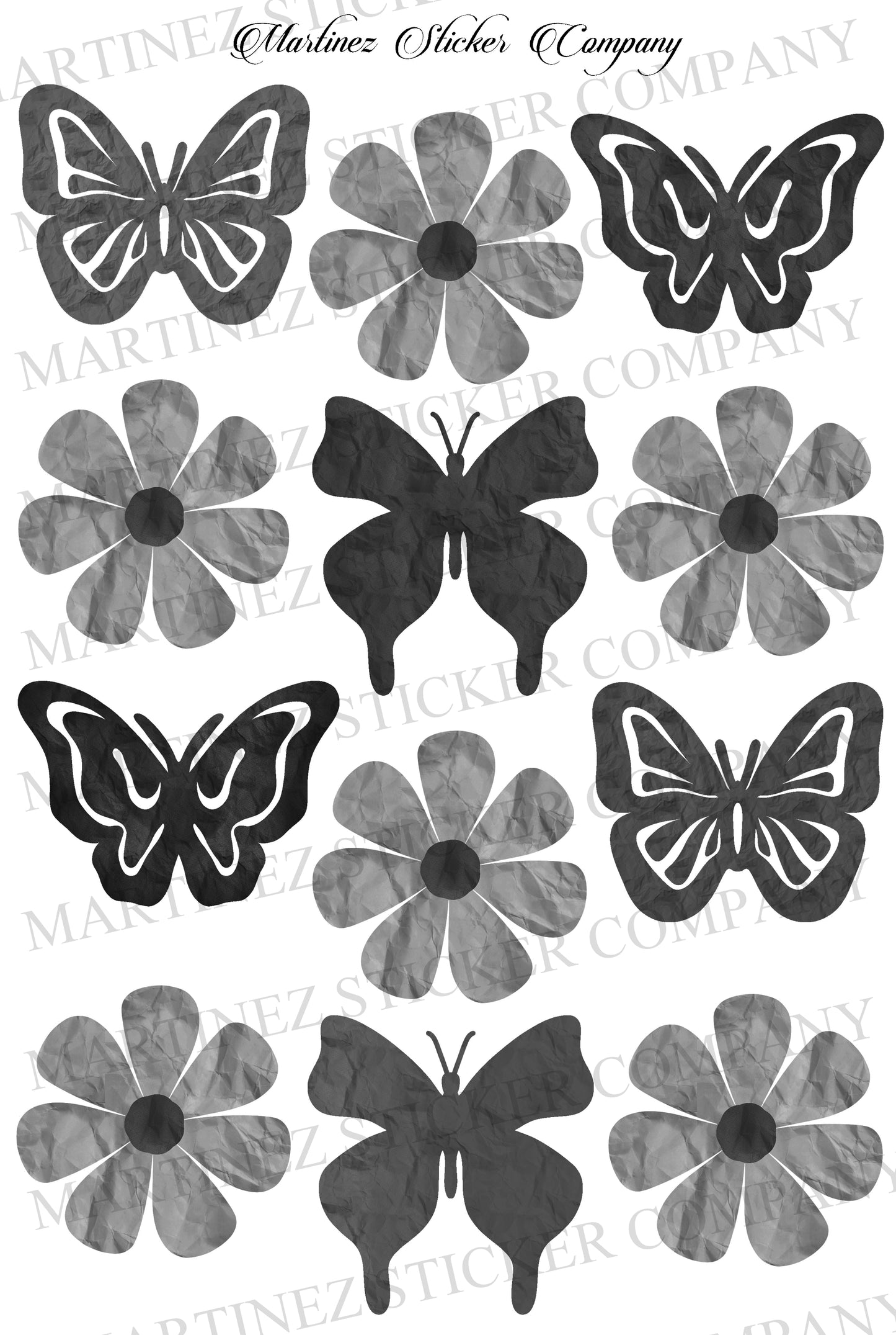 *PRINTABLE* Paper Butterflies and Flowers Dark