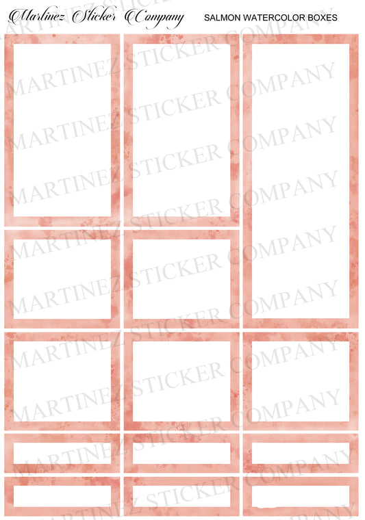 *PRINTABLE* Salmon Watercolor Boxes