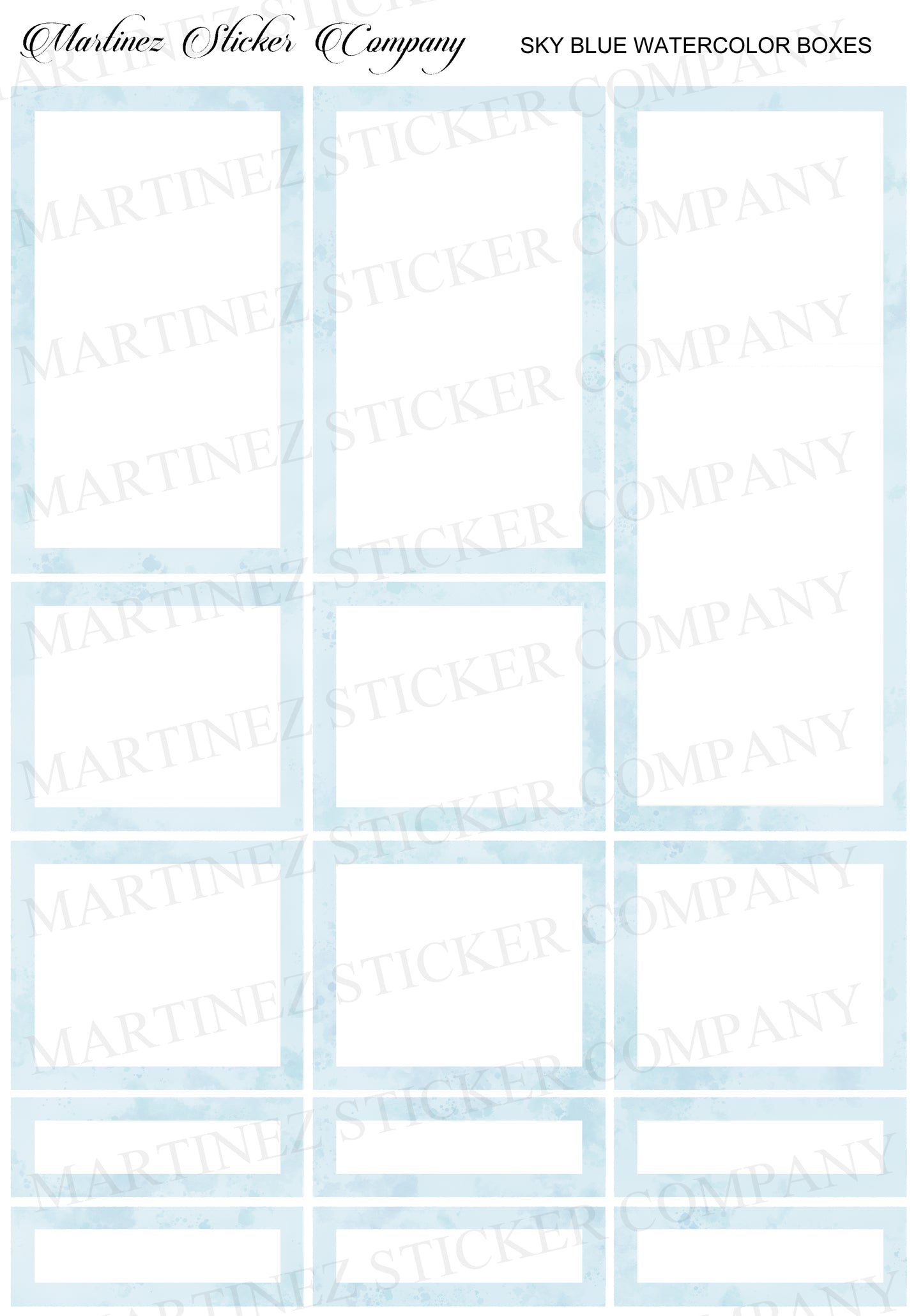 *PRINTABLE* Sky Blue Watercolor Boxes