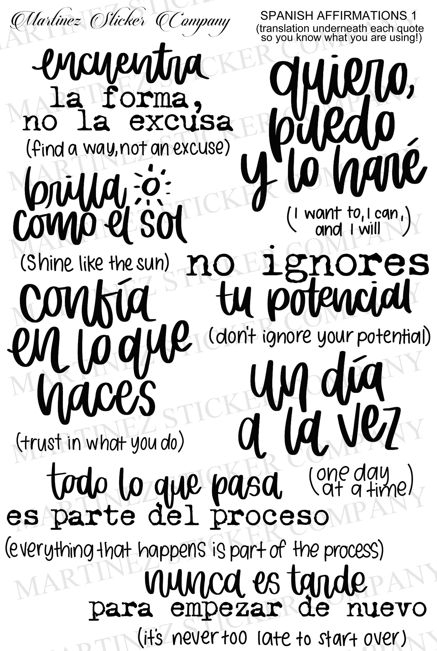 *PRINTABLE* Spanish Affirmations 1