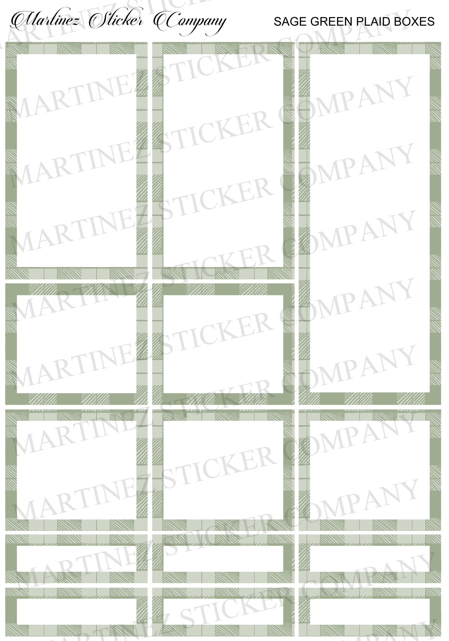 *PRINTABLE* Sage Green Plaid Boxes