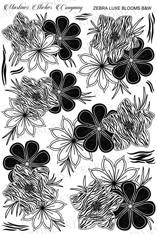 Zebra Luxe Blooms B&W