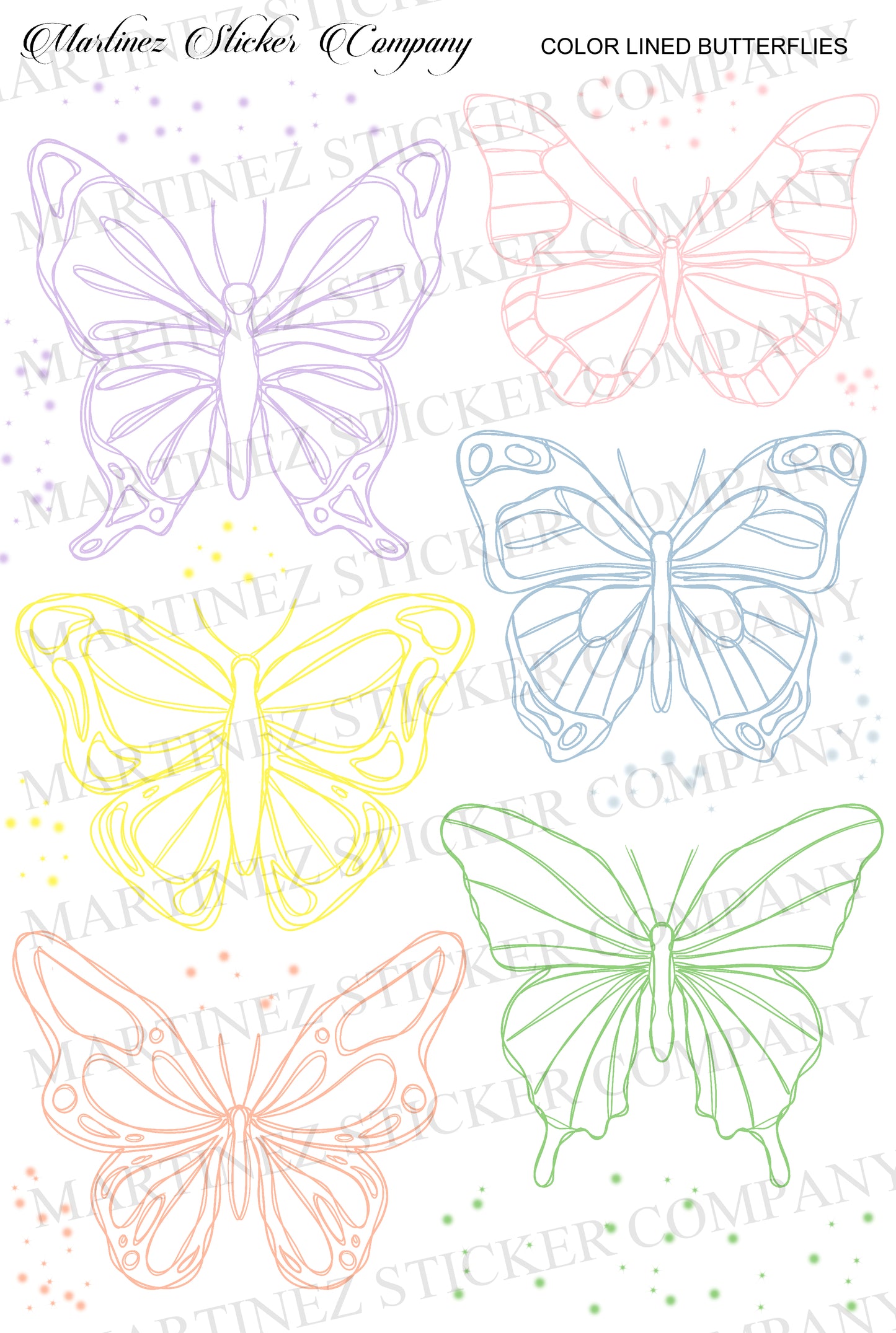 *PRINTABLE* Color Lined Butterflies