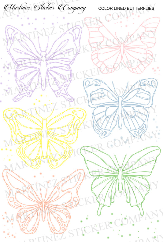 *PRINTABLE* Color Lined Butterflies