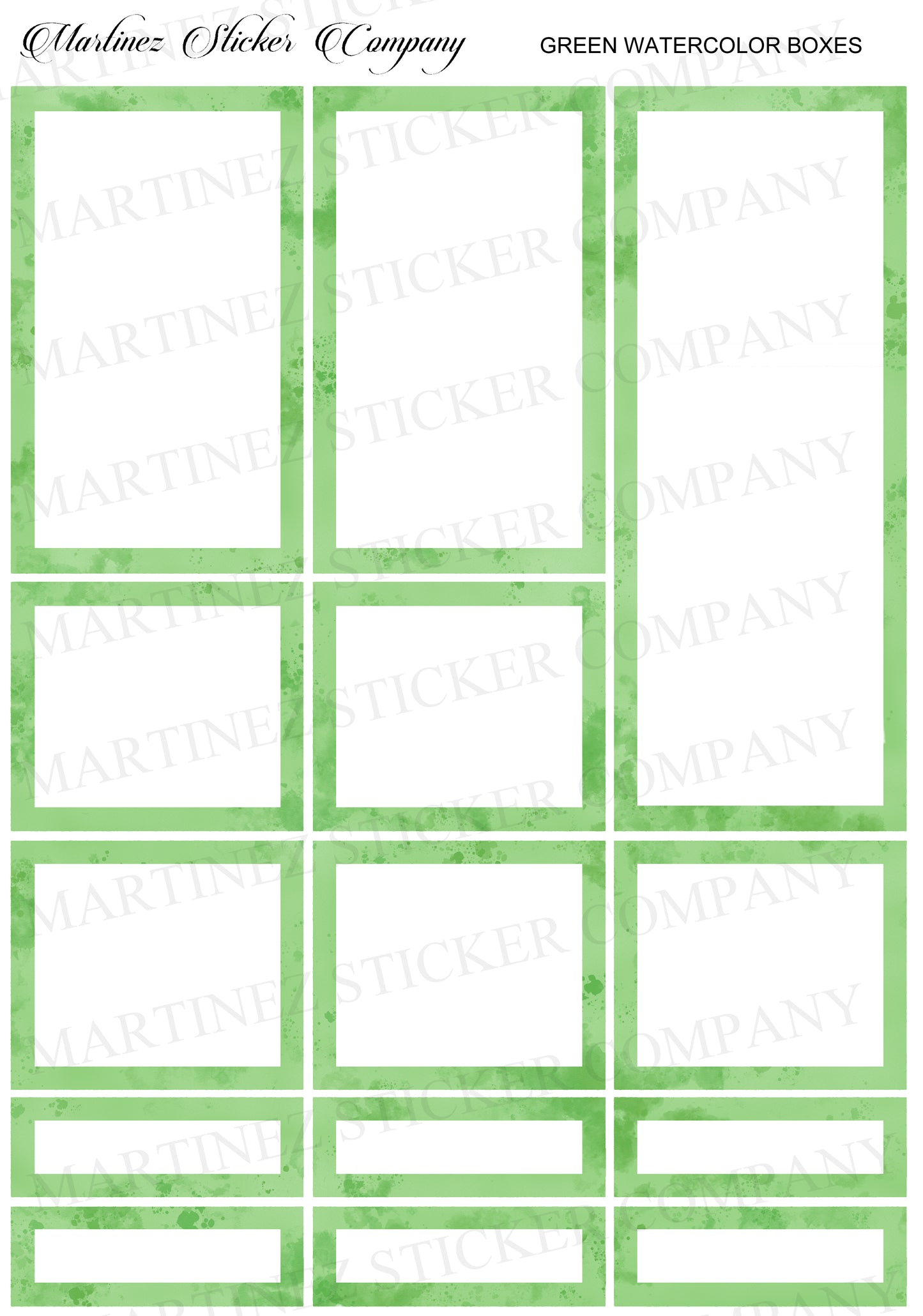 *PRINTABLE* Green Watercolor Boxes