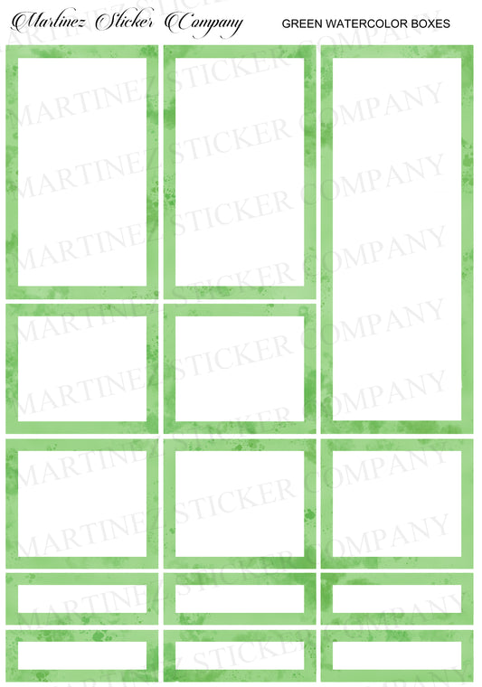 *PRINTABLE* Green Watercolor Boxes