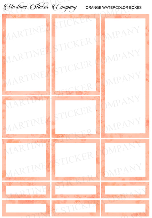 *PRINTABLE* Orange Watercolor Boxes