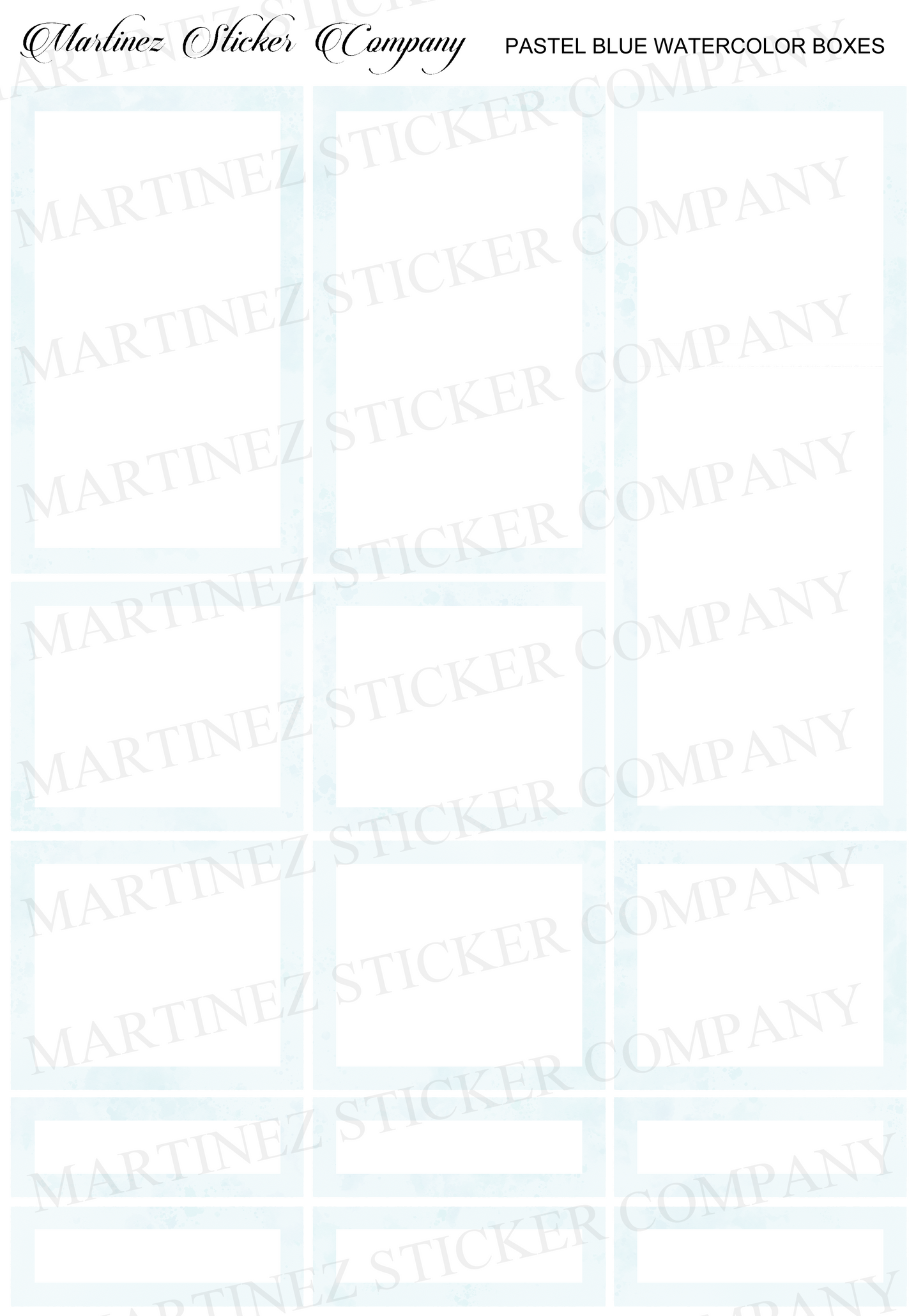 *PRINTABLE* Pastel Blue Watercolor Boxes