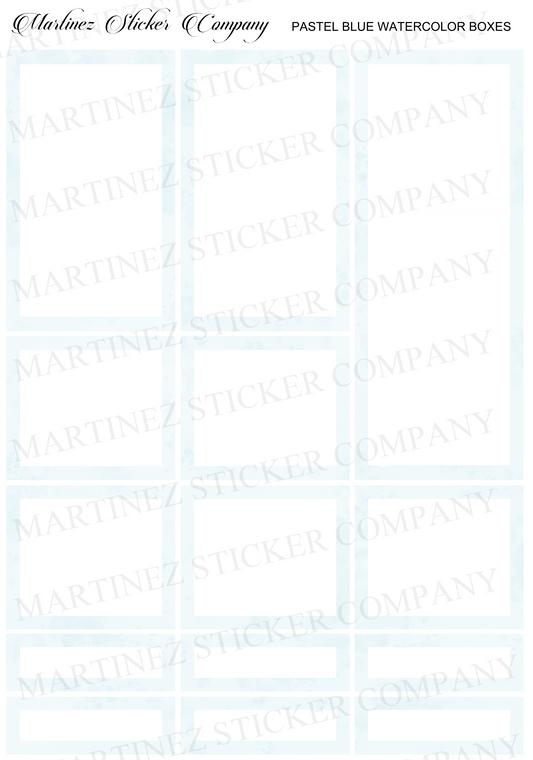 *PRINTABLE* Pastel Blue Watercolor Boxes