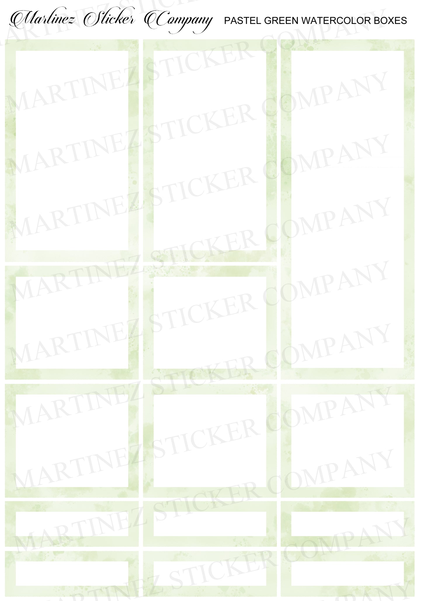 *PRINTABLE* Pastel Green Watercolor Boxes