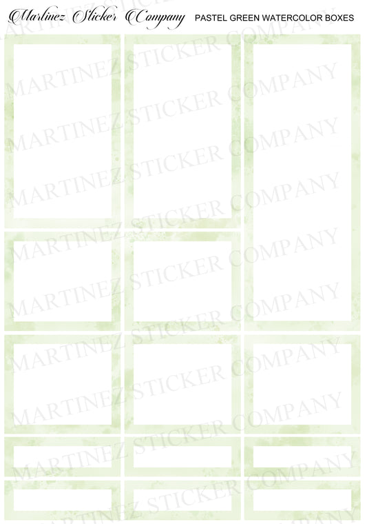 *PRINTABLE* Pastel Green Watercolor Boxes