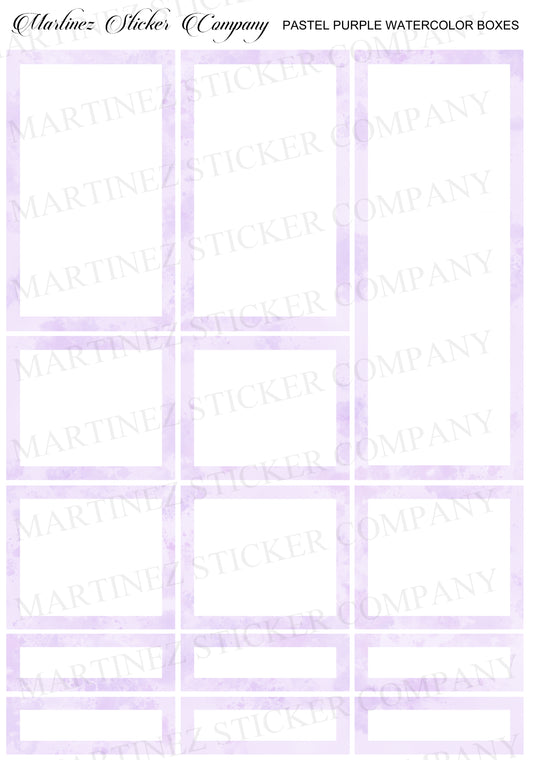 *PRINTABLE* Pastel Purple Watercolor Boxes