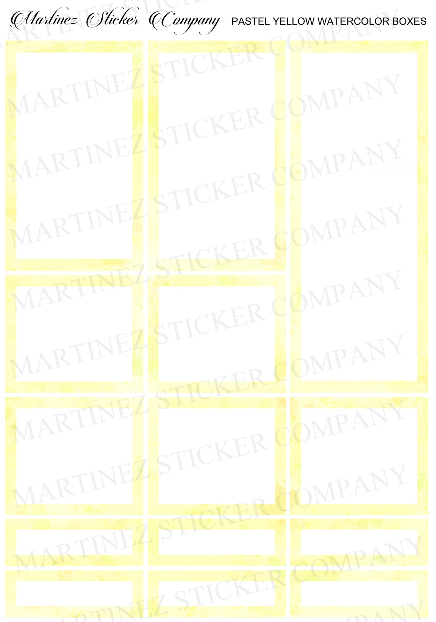 *PRINTABLE* Pastel Yellow Watercolor Boxes