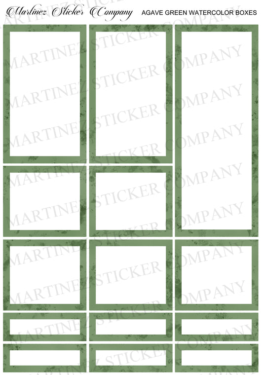 *PRINTABLE* Agave Green Watercolor Boxes