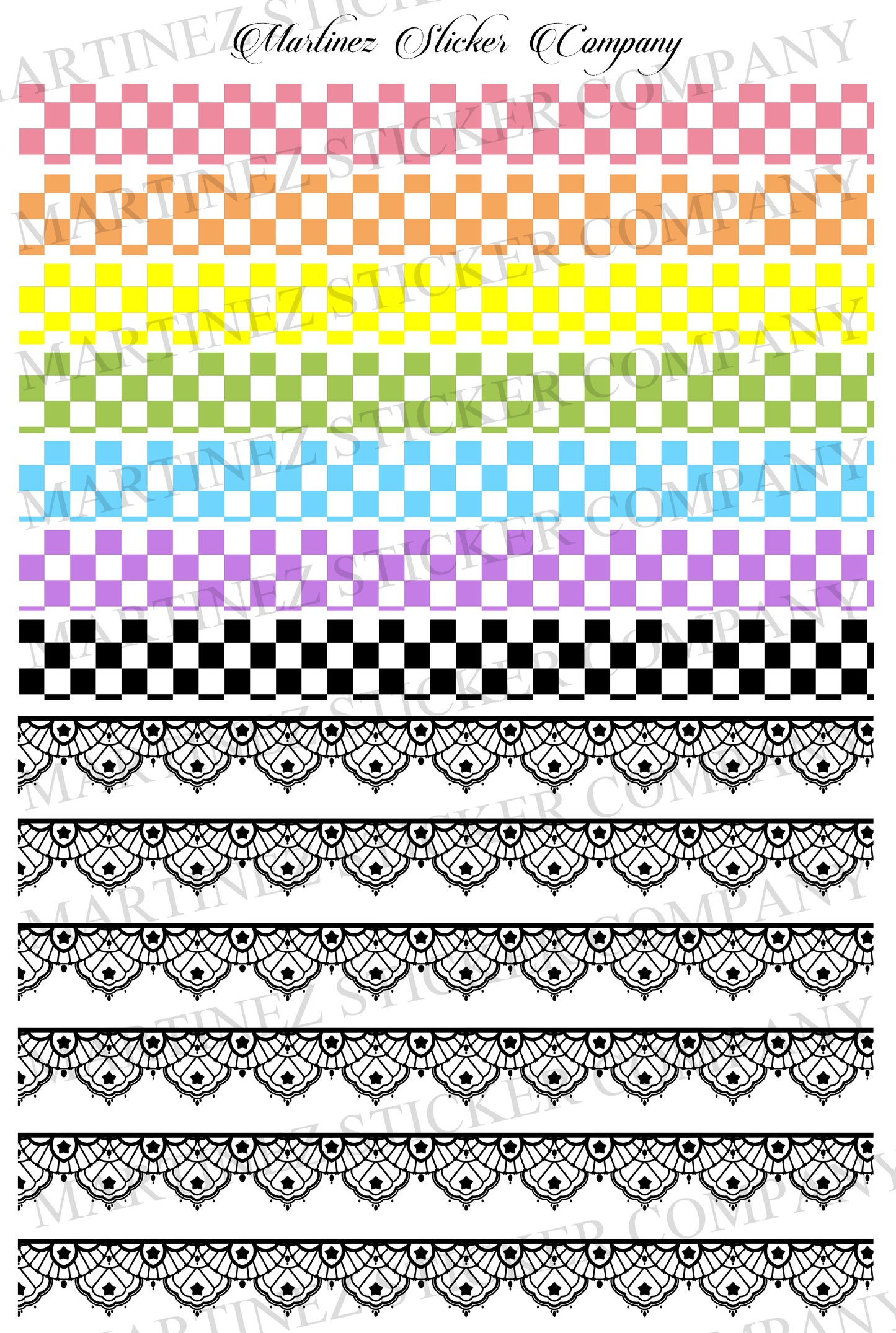 Checkered and Star Lace Washi Strips