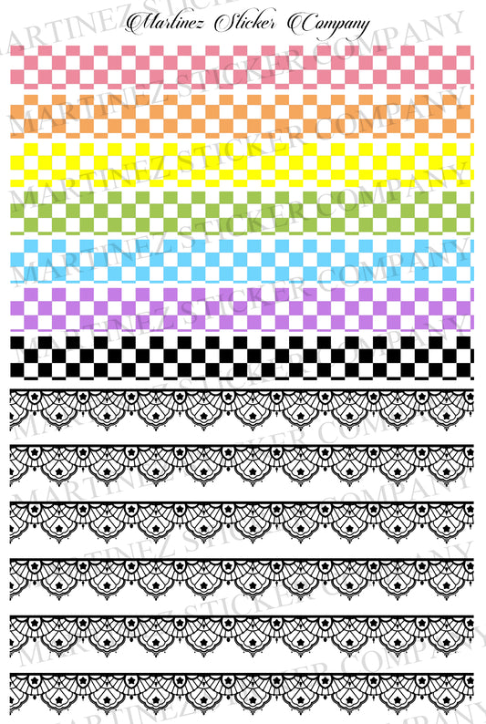 *PRINTABLE* Checkered and Star Lace Washi Strips