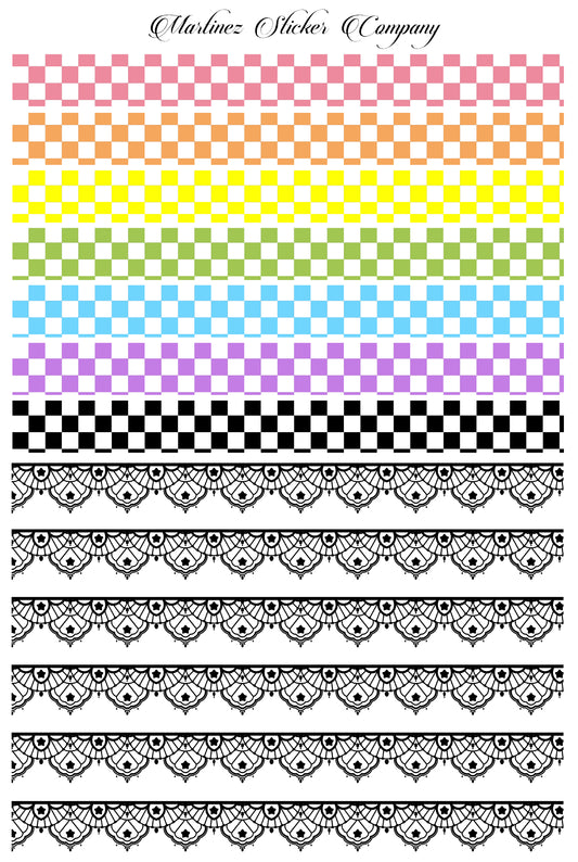 Checkered and Star Lace Washi Strips