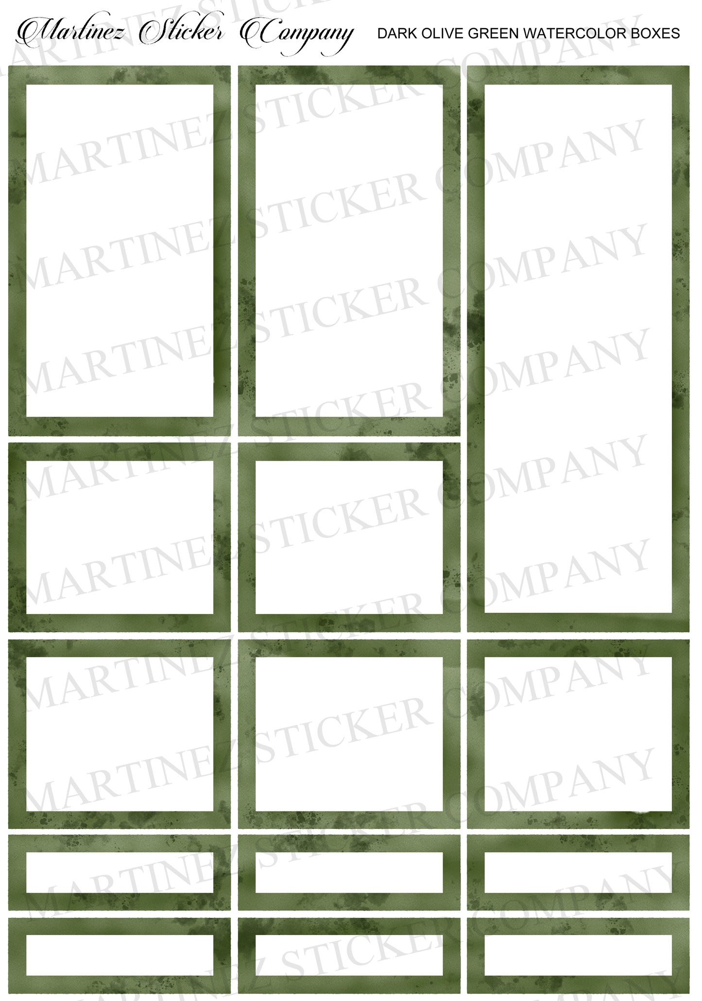 Dark Olive Green Watercolor Boxes