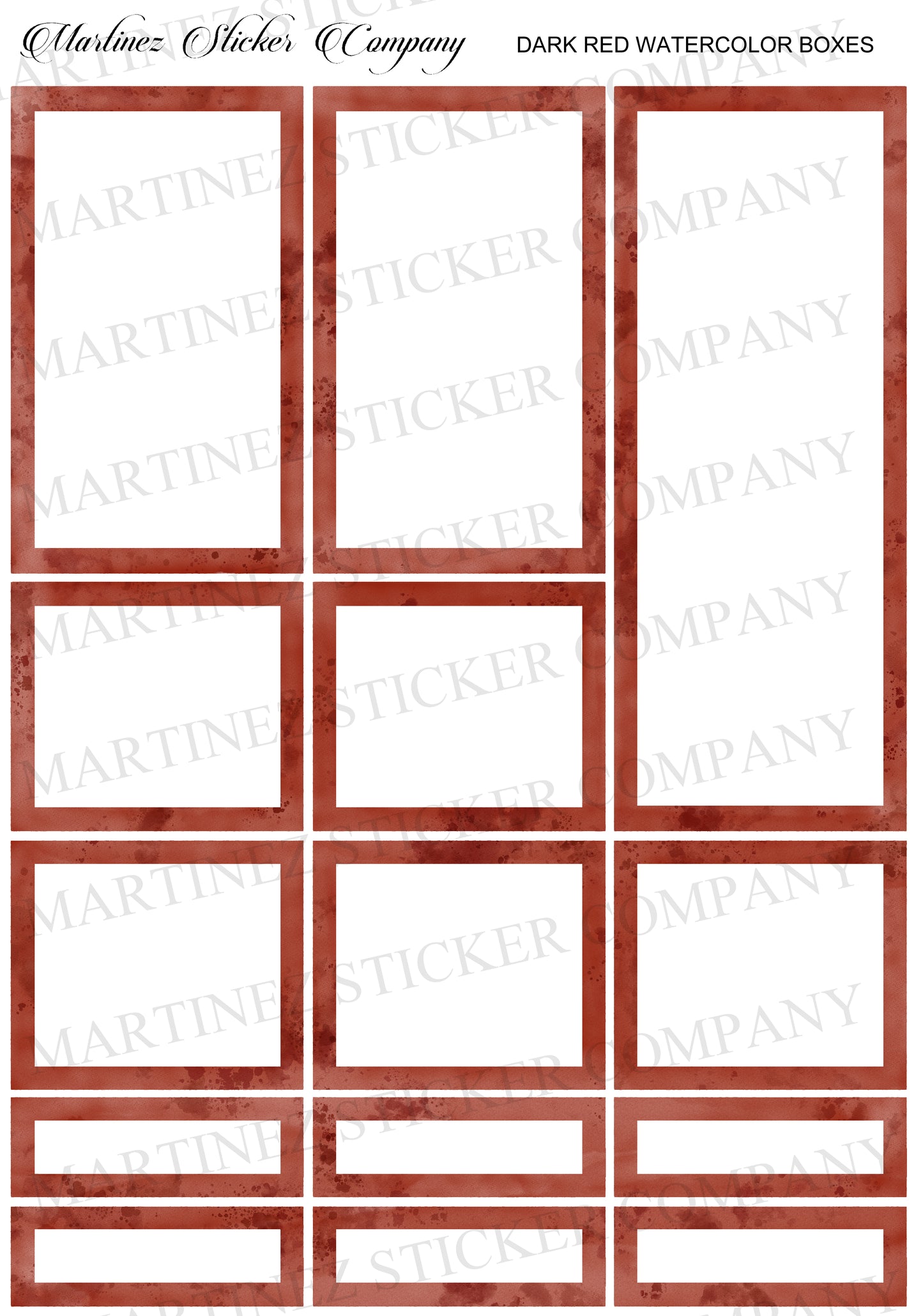Dark Red Watercolor Boxes