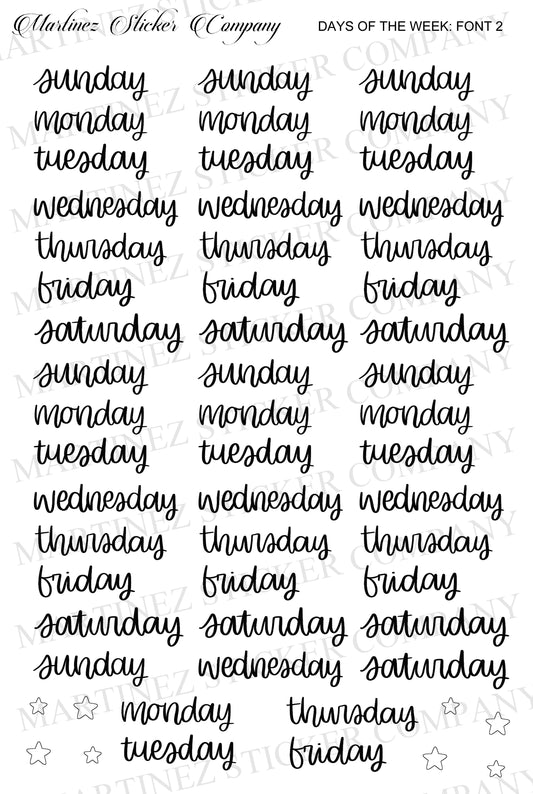 Days Of The Week - Font 2