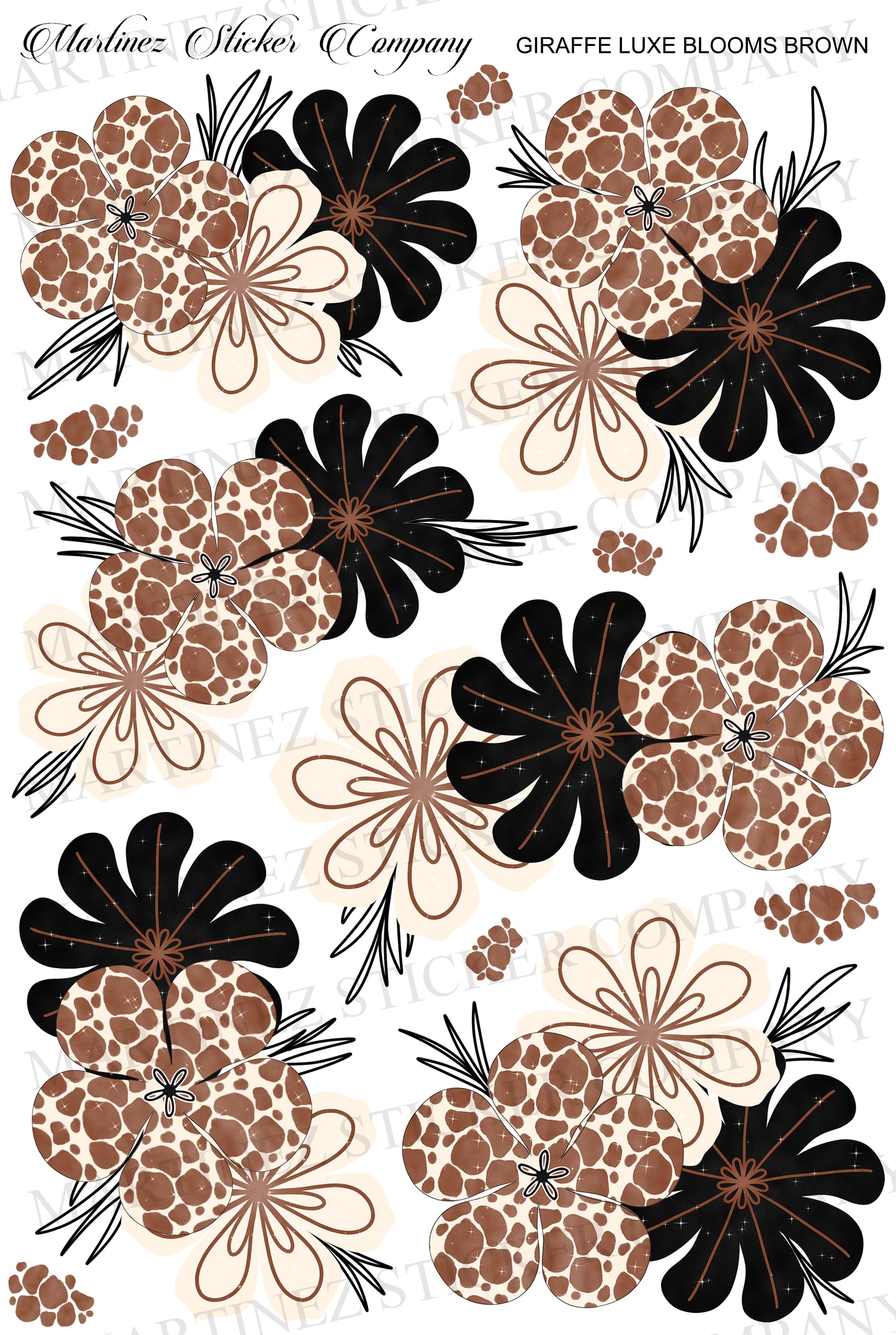 *PRINTABLE* Giraffe Luxe Blooms Brown