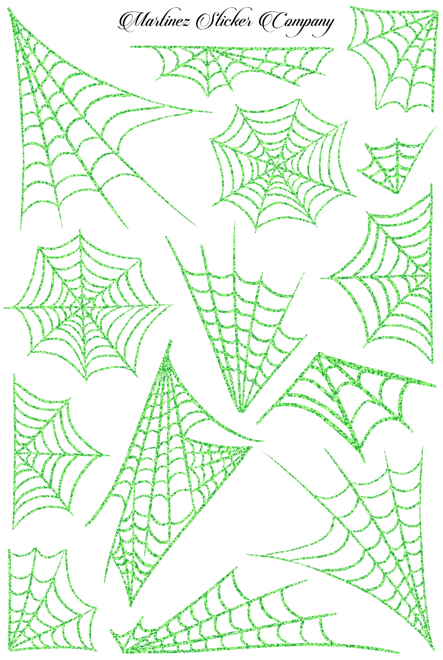 Glitter Spider Webs Green
