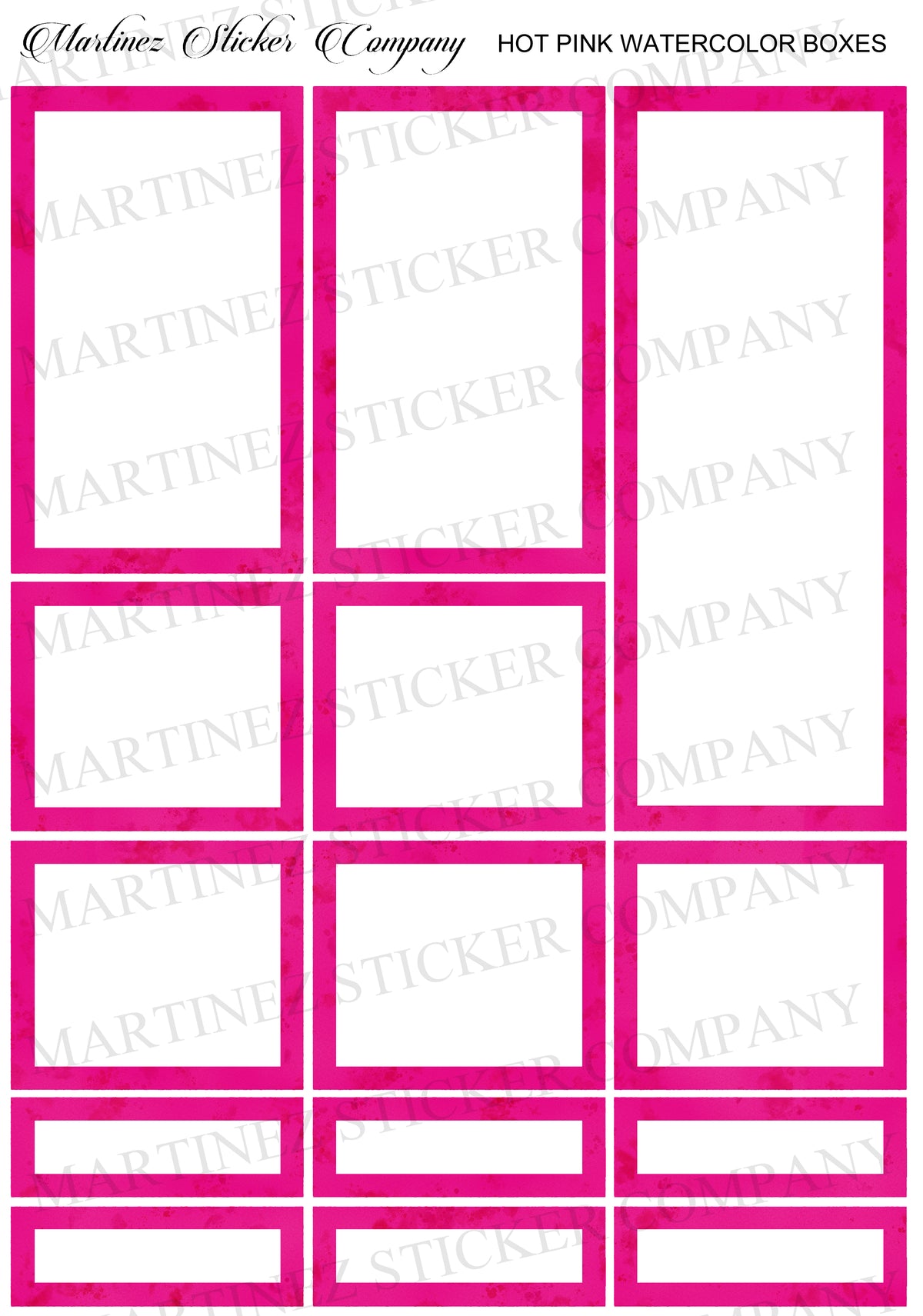 *PRINTABLE* Hot Pink Watercolor Boxes