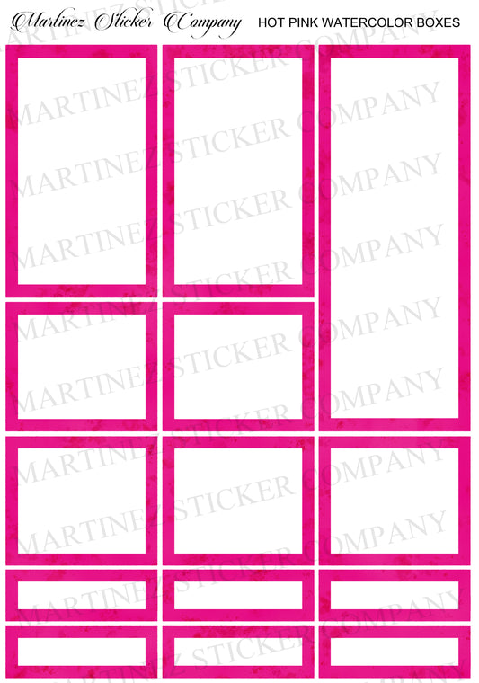 *PRINTABLE* Hot Pink Watercolor Boxes