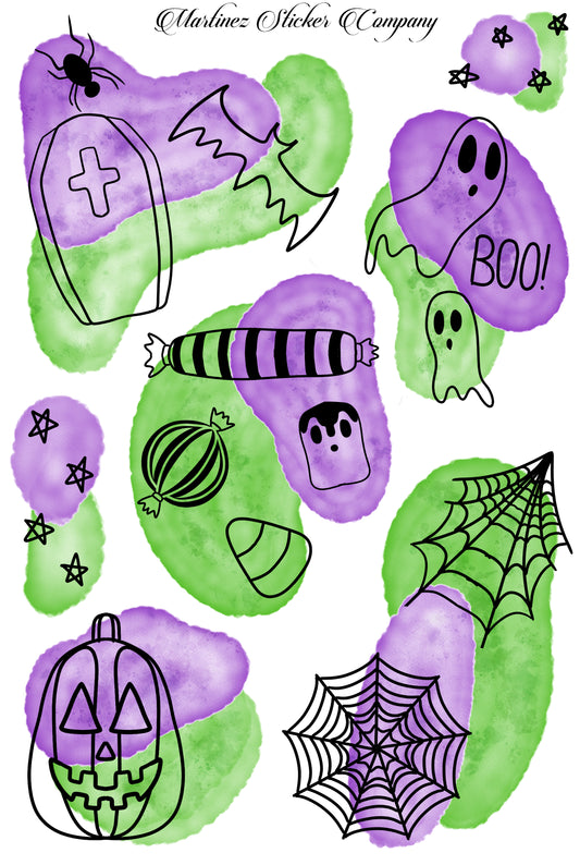 Halloween Doodles Purple Green