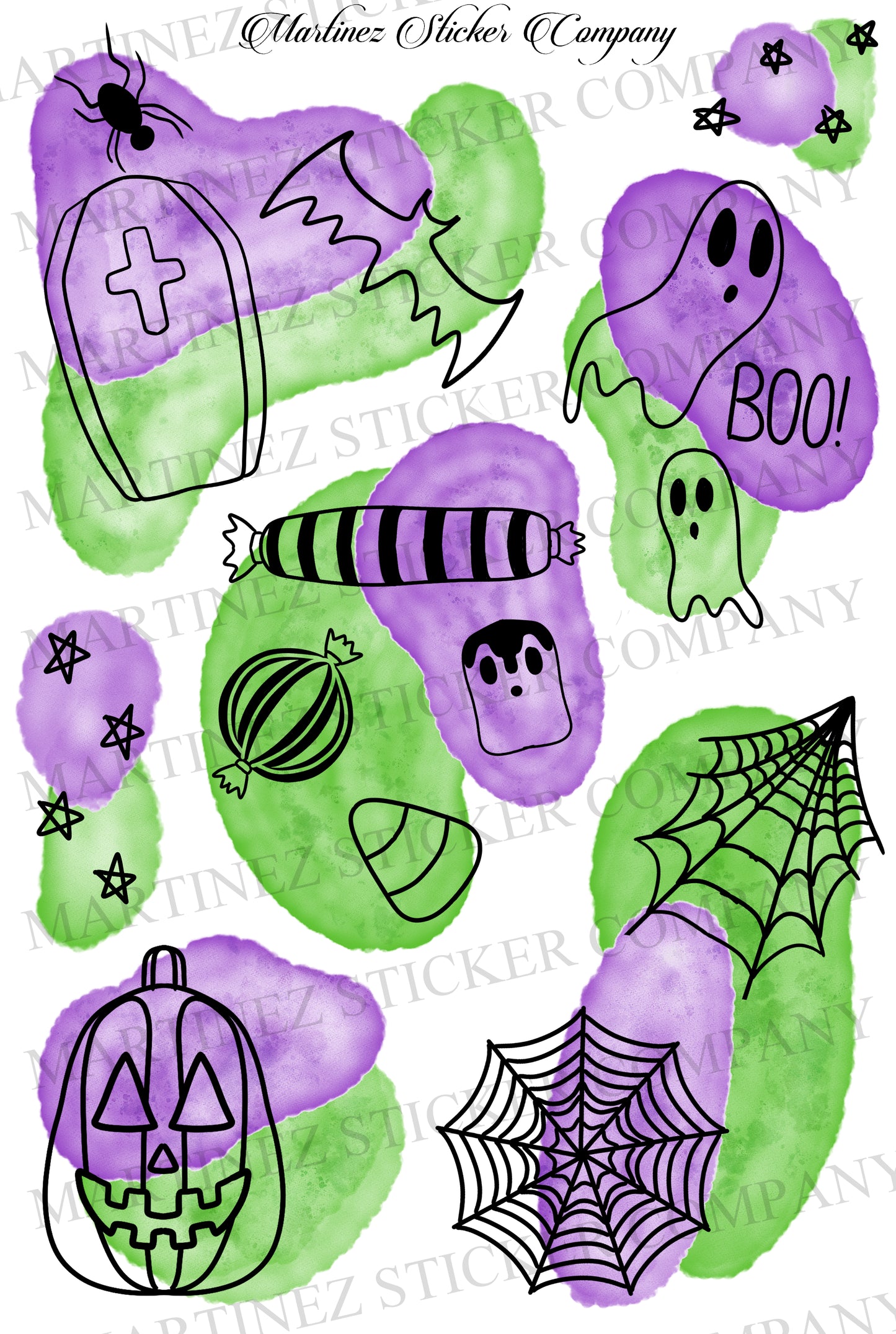 *PRINTABLE* Halloween Doodles Purple Green