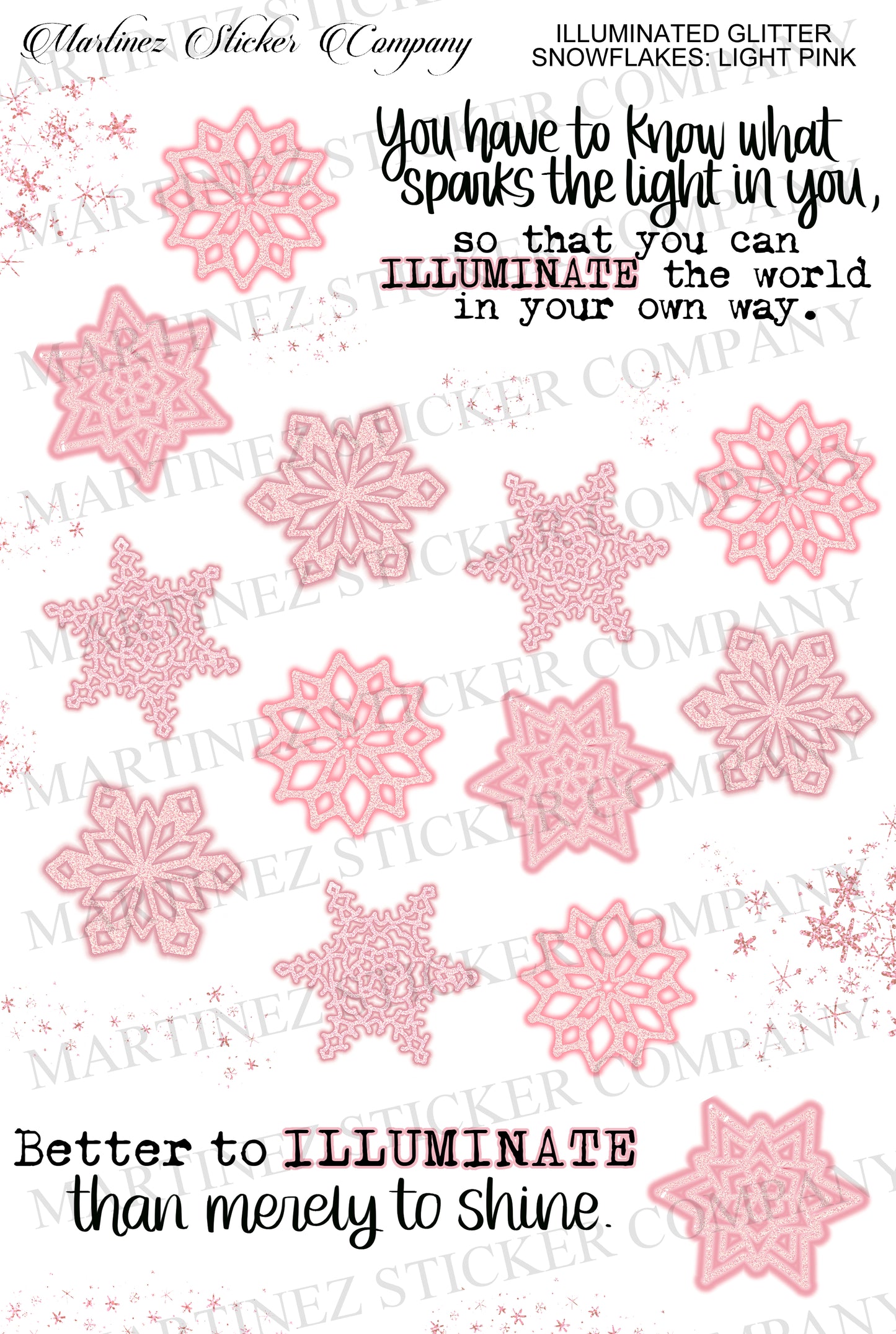 *PRINTABLE* Illuminated Glitter Snowflakes Light Pink