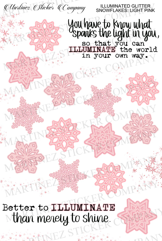 Illuminated Glitter Snowflakes Light Pink