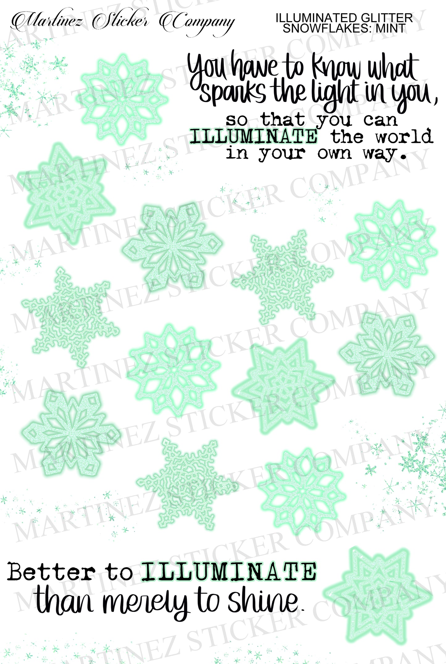 Illuminated Glitter Snowflakes Mint
