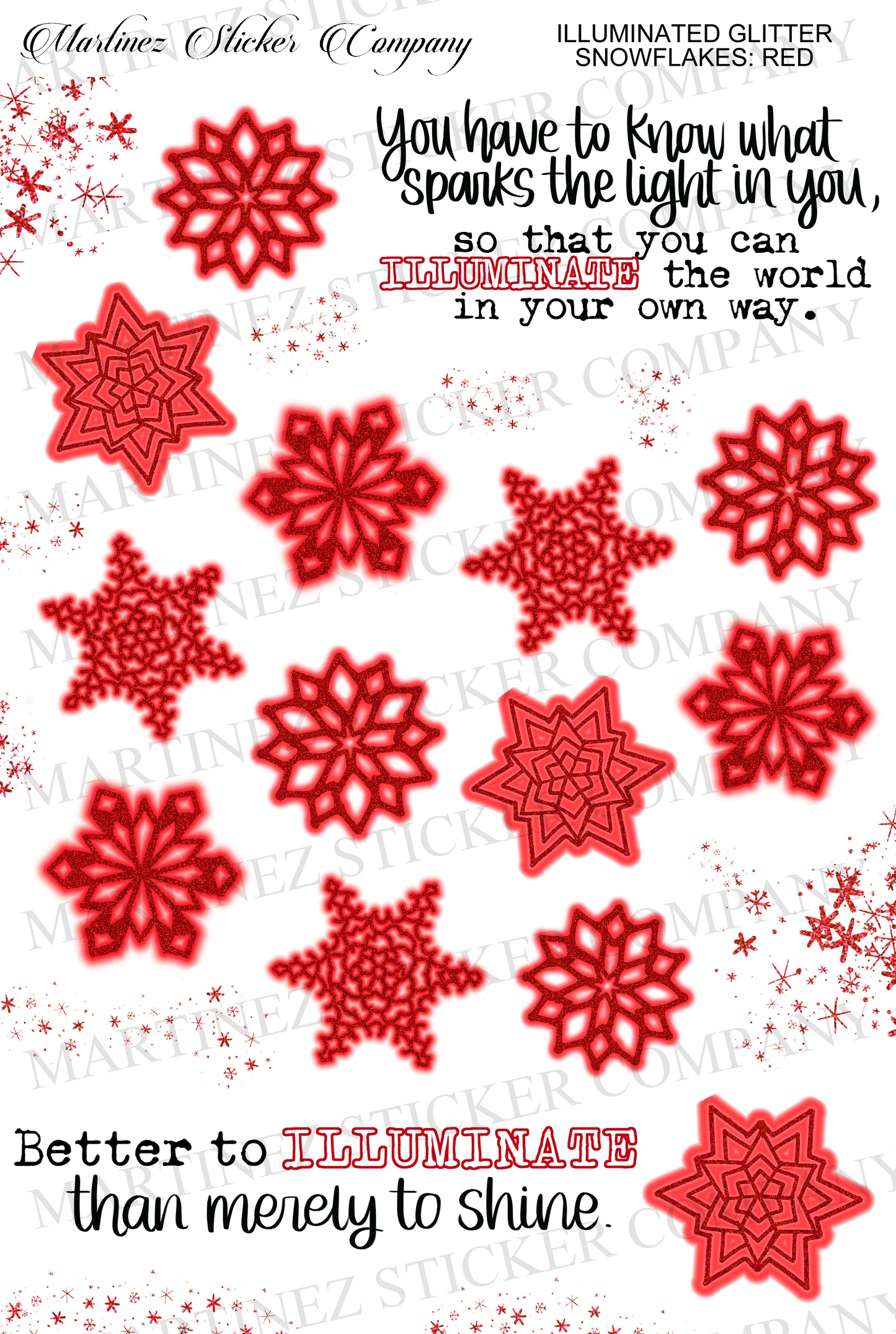 *PRINTABLE* Illuminated Glitter Snowflakes Red